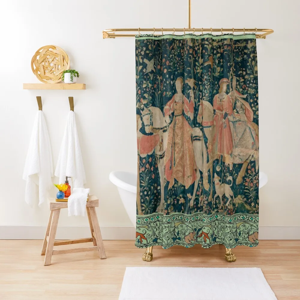 Medieval Tapestry - the Hawk Hunt Shower Curtain Bathroom Accessorys Bathroom Decor Shower Bath Curtain