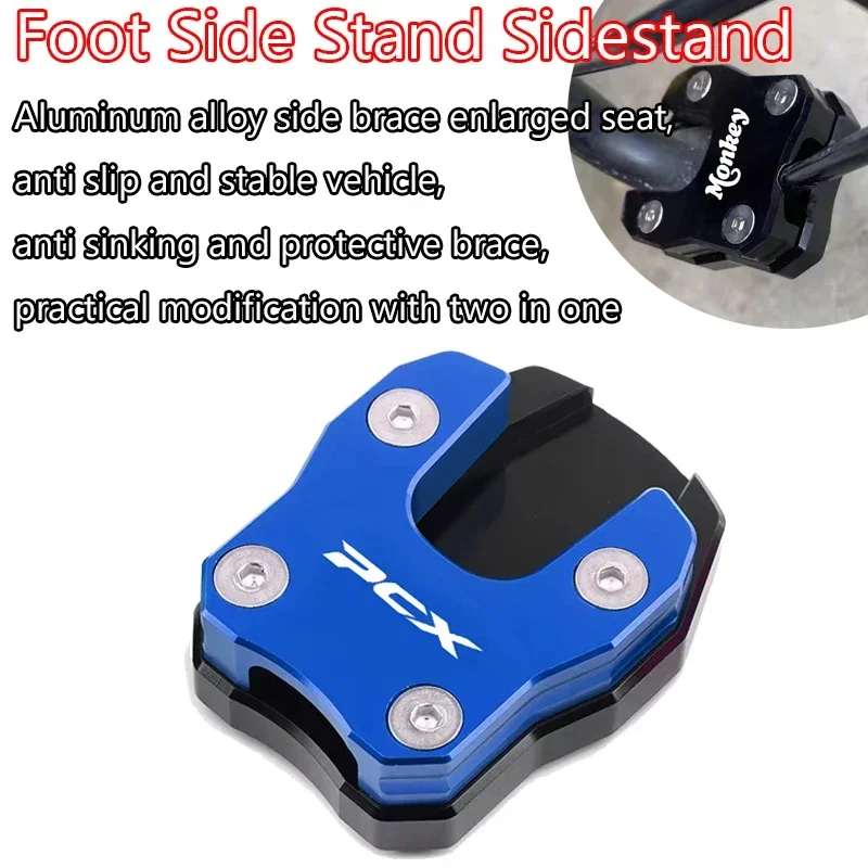 Motorcycle CNC Kickstand Foot Side Stand Support Extension Enlarger Pad For PCX125 PCX150 PCX 125 150 2018 2019 2020 2021