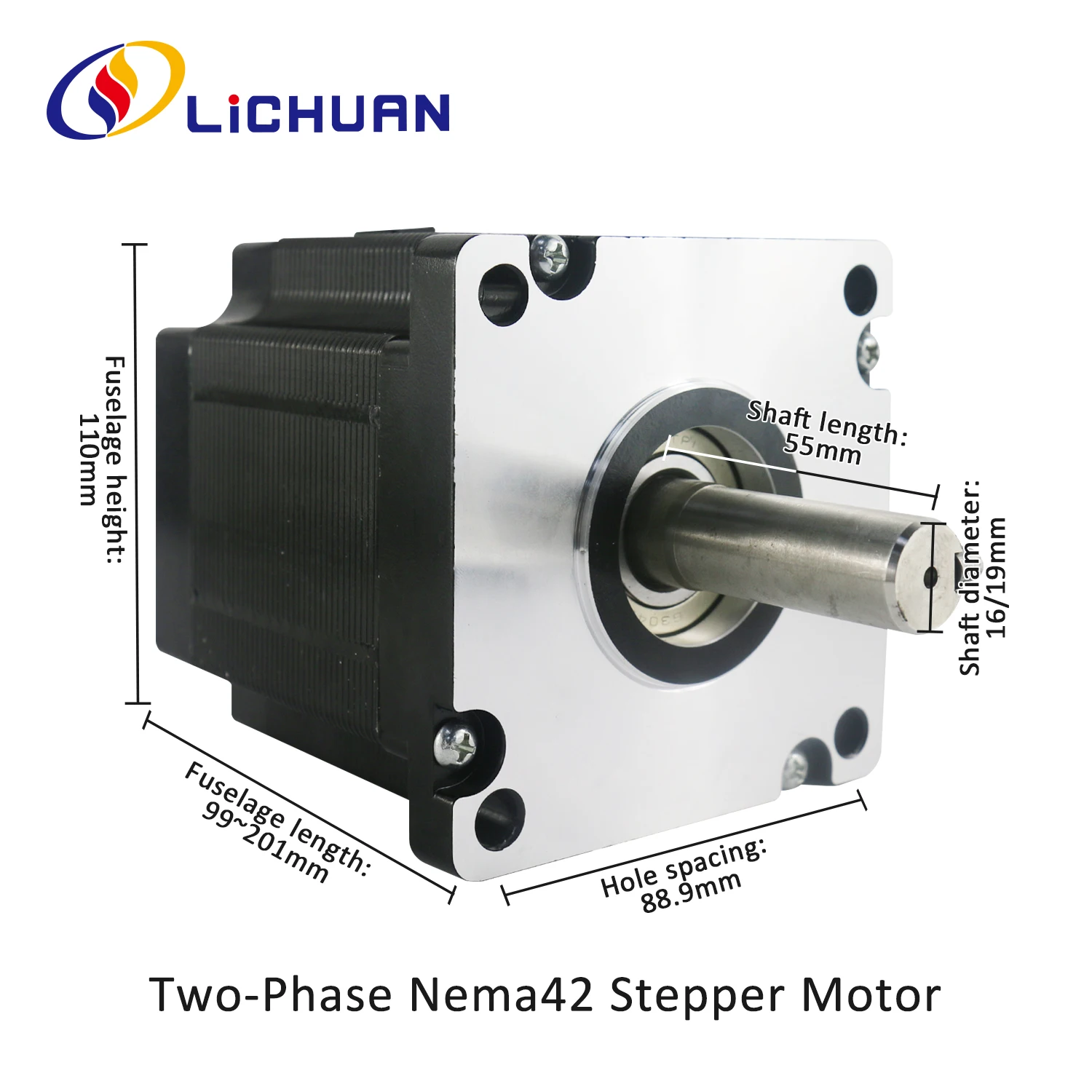 

Lichuan Nema42 stepper motor AC220V 12Nm 15Nm 20Nm 29Nm shaft 19mm 2 phase step motor for big CNC packing machine