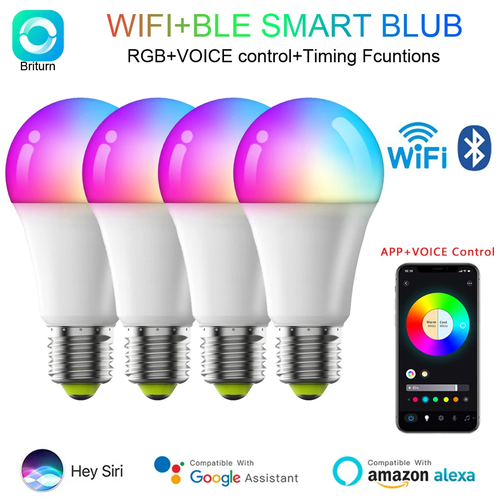Smart Bulb RGB LED Light E27 LED Lamp 220V 10W APP Wifi Control for IOS Google Alexa Voice Control With Timing Function