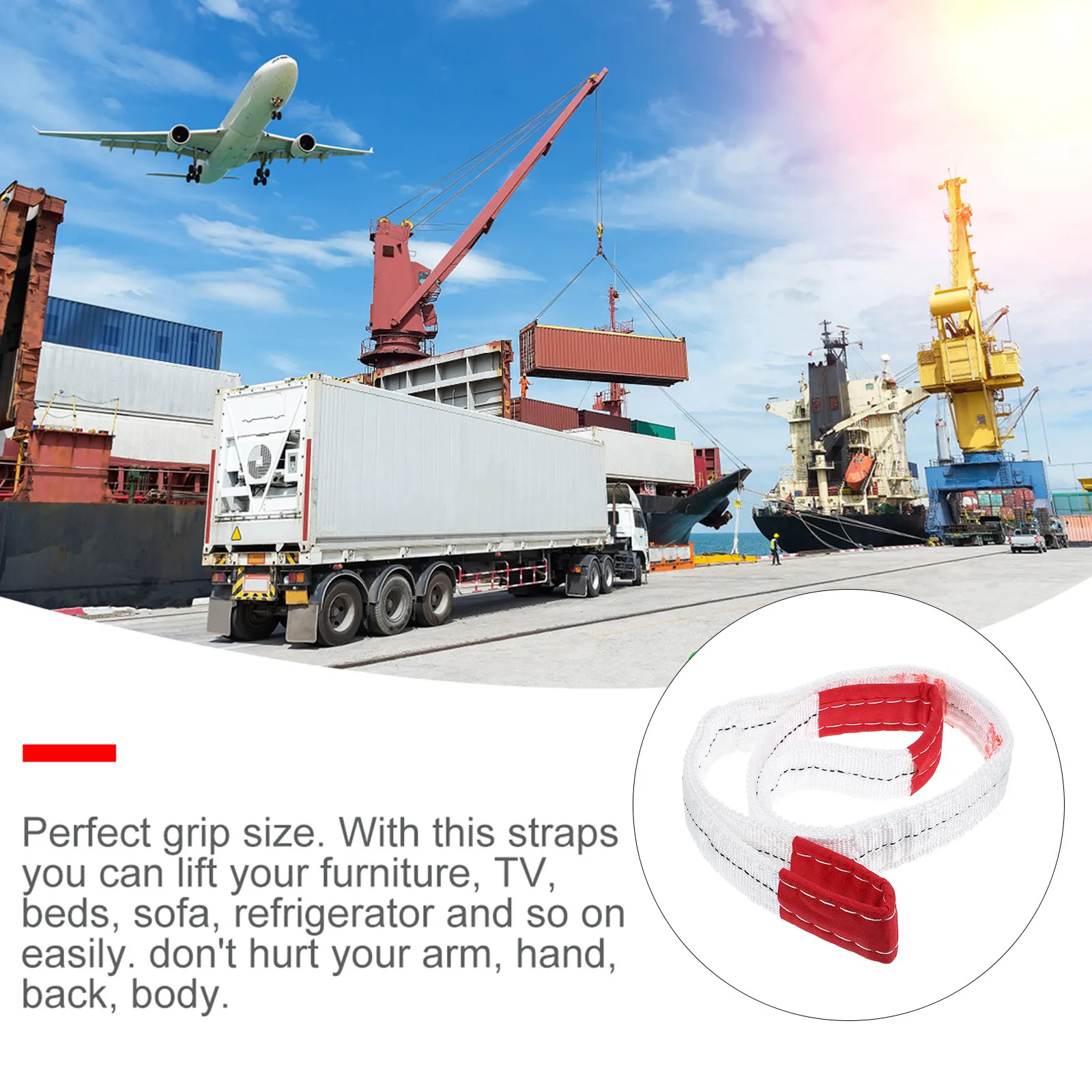 White Industrial Lifting Sling Heavy Duty Web Sling 1 Meter for Warehouse Construction Rigging Load Bearing Strap - view 5