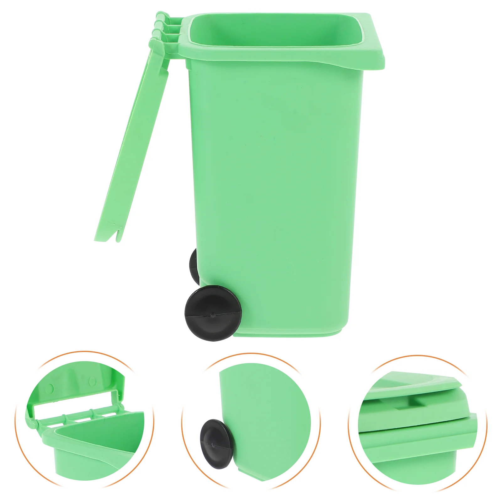 Trash Can with Lid Pen Holder Desk Mini Tabletop for Home Garbage Green Desktop Waste Bucket Work