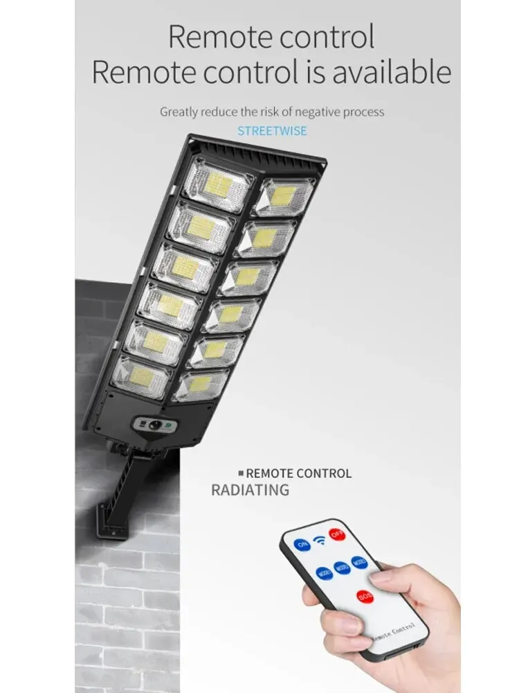 Luces LED solares para exteriores, lámpara de pared superbrillante, impermeable, 8000 Lm, con Sensor de movimiento y Control remoto, para Calle y jardín