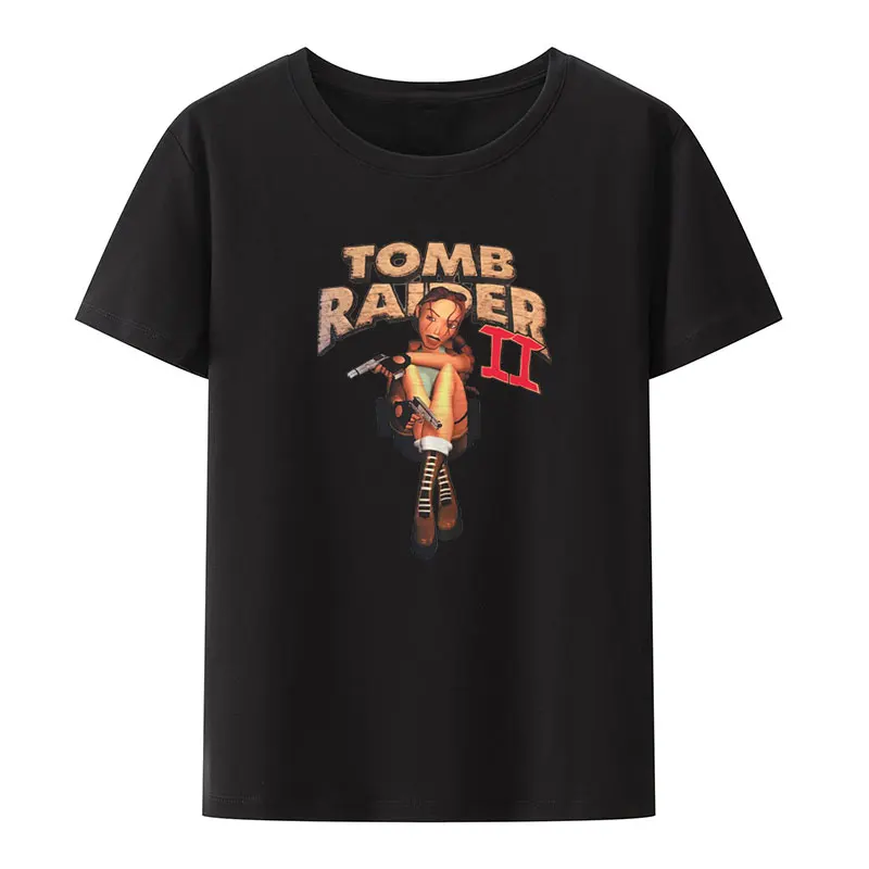 Tomb Raider Lara Croft Print Tee Character Women\'s T-shirts Portrait Retro Lovely Nick Young Girls Popular Fashion Streetwear