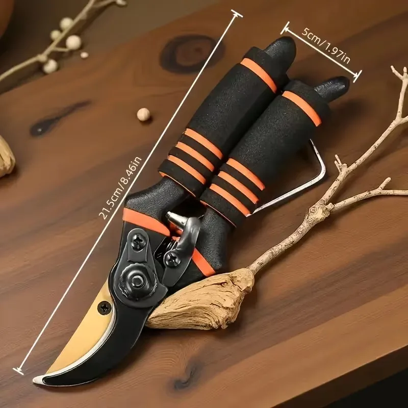 1 Piece of Thick SK5 Steel Pruning Scissors with Anti-Slip Soft Sponge Grip, Ultra Sharp Heavy-Duty Gardening Scissors