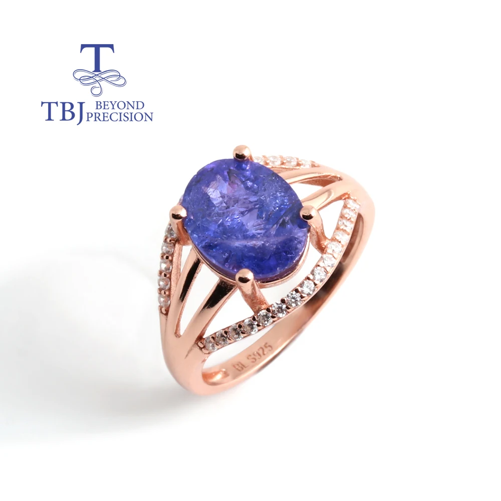 

Precious and rare natural blue Tanzanite 925 silver rose gold ring light luxury elegant women's fine jewelry
