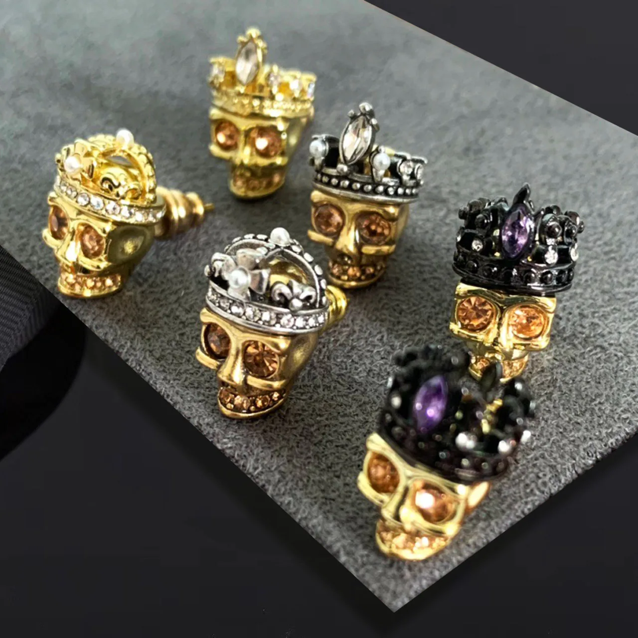 New Jewelry & Accessories Hip-Hop Rock Style Two-Tone Metal Skull-Shaped Earrings For Women's And Men's Parties & Gifts