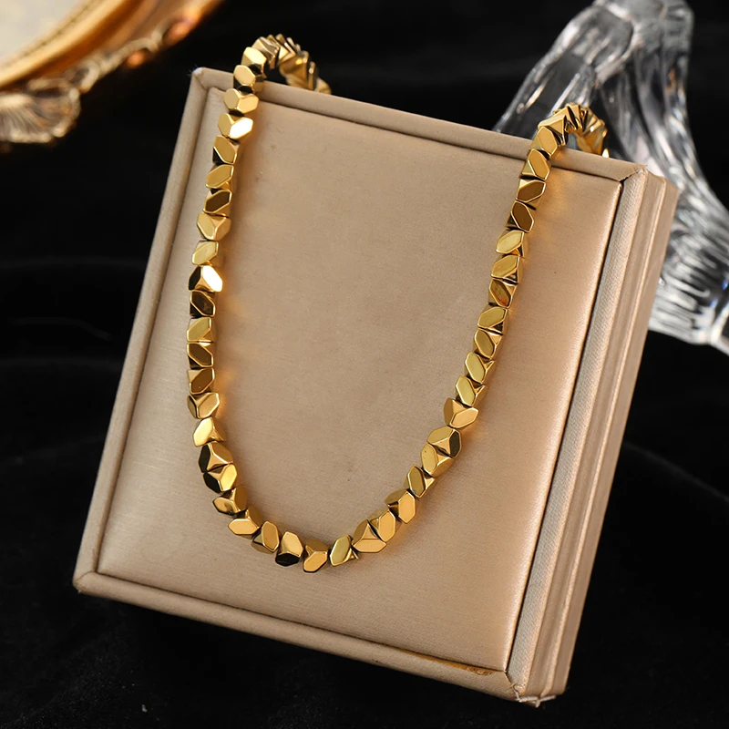 EILIECK 316L Edelstahl Vintage Goldfarben Halskette für Frauen Hochwertige Wasserdichte Gliederkette Modisches Partygeschenk für Mädchen – Detail 9