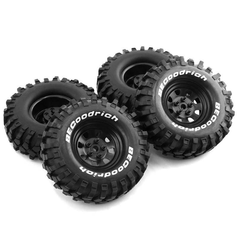 4Pcs Metal 110Mm Beadlock Deep Dish Wheel Tire Set For /10 Short Course Truck ARRMA SENTON 8 Holes Parts Accessories Black