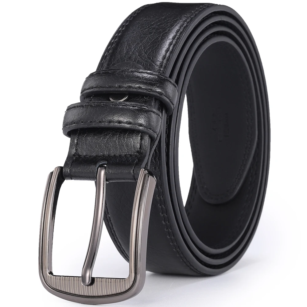 Herren-Gürtel aus Rindsleder mit Dornschließe, Modischer Vielseitiger Gürtel, Reiner Ledergürtel mit Löchern, Neu in Mehreren Farben: Rot, Blau, Schwarz, Braun, Gelb – Detail 4