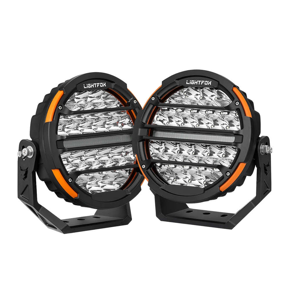 

LIGHTFOX 1660M 4x4 Offroad Spotlight Built-in DRL 9 Inch Led Driving Light With Protective Front Grill