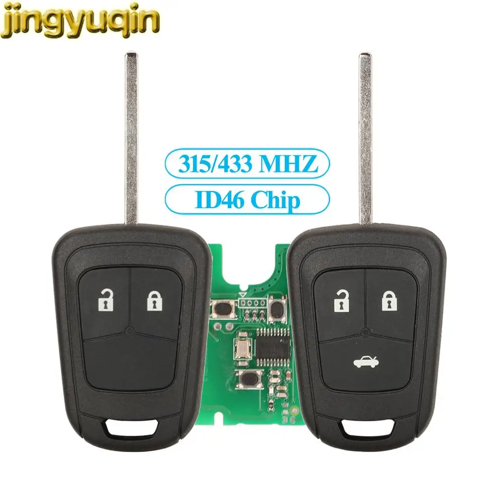 

Jingyuqin 2/3B Remote Car Key Fob 315/433MHZ ID46 PCF7937 Chip For Chevrolet Cruze Camaro Malibu Volt Equinox Spark Sonic