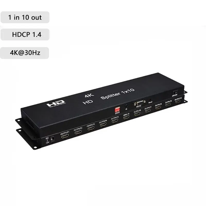 

4K 1x10 Splitter Video Distributor Converter HDMI-compatible 1 in 10 Out Multi-screen Display Copy Share for PS4 Camera PC TO TV