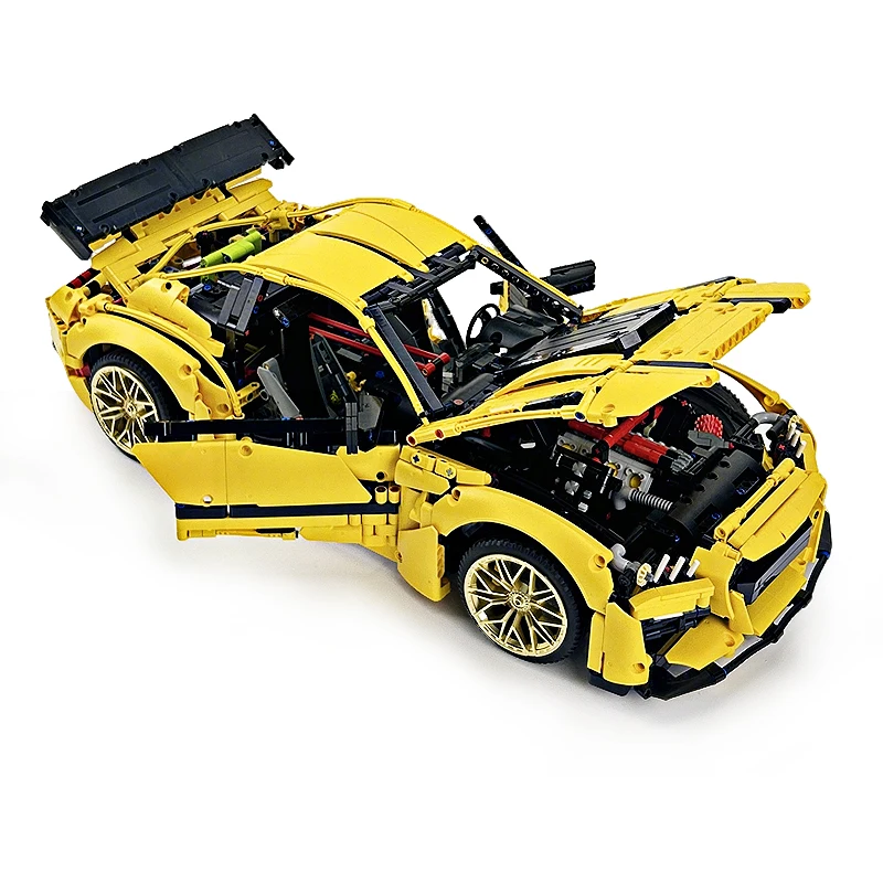 Personnalisé jaune technique 165802 Super véhicule de sport 1:8 modèle bloc de construction brique Puzzle éducatif bricolage jouet cadeau de noël enfant