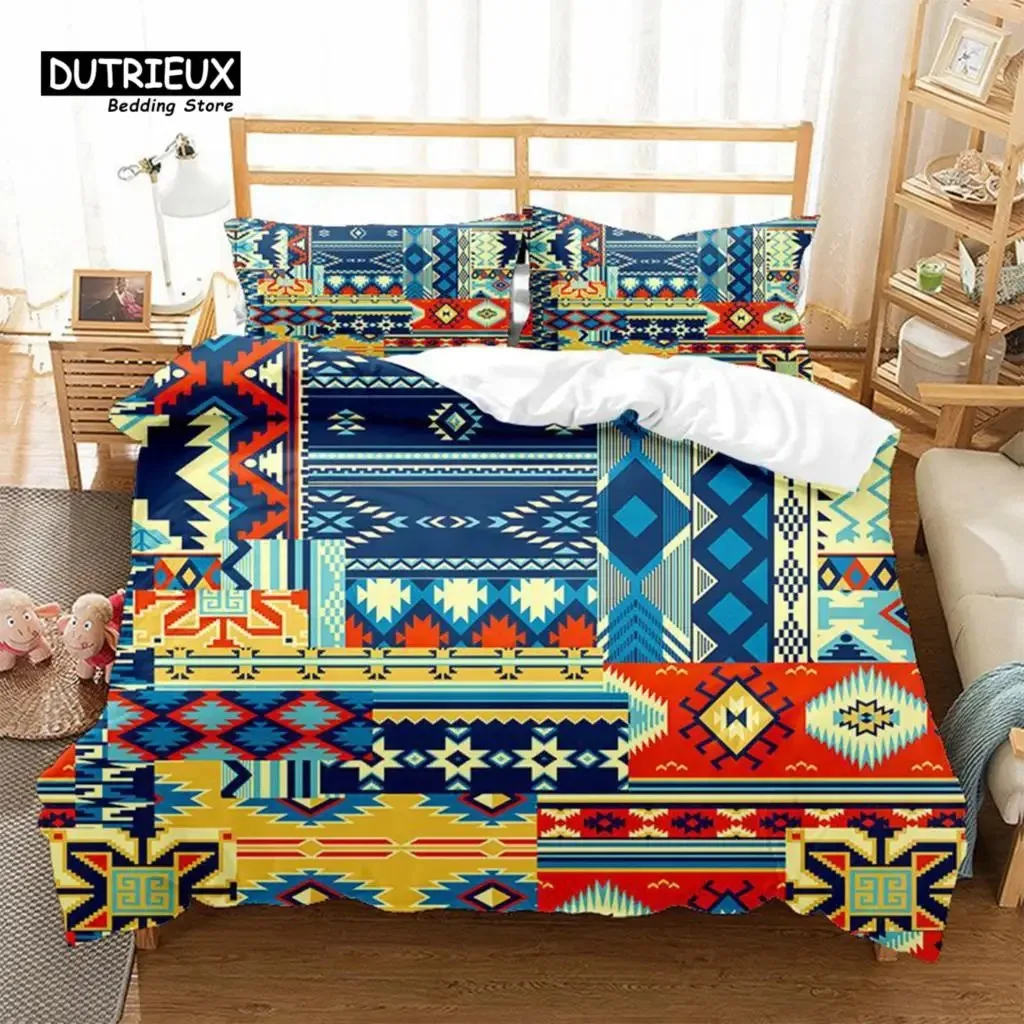 Ancient Egypt Style Comforter Cover Exotic Geometric Pattern Duvet Cover Mystery Symbol Print Bedding Set For Teens Adults Decor