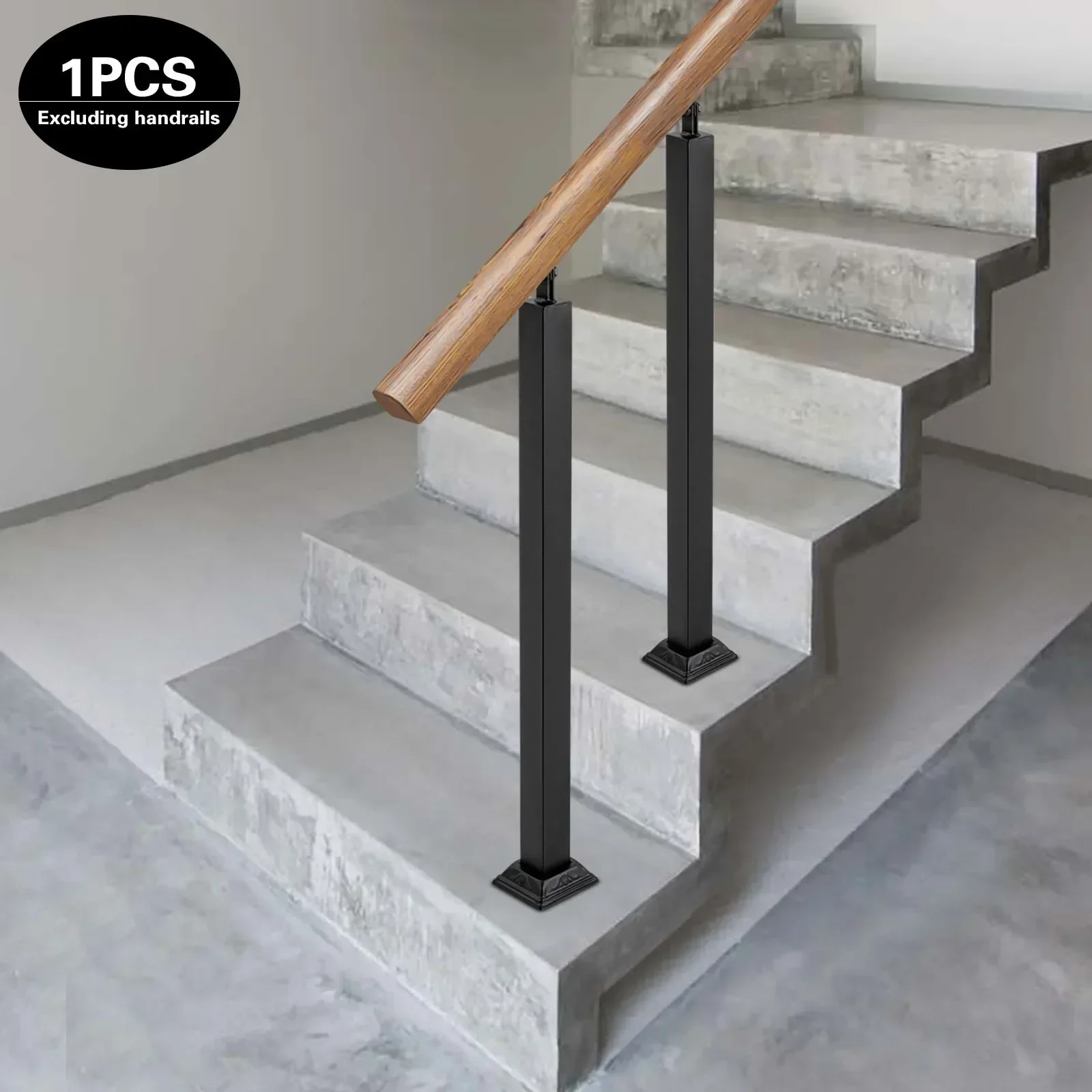 29.53in Adjustable Design Stair Balusters Post with 220.5 Lbs Weight Capacity, 1pc Fence Black Handrail for Porches,Lofts,decks