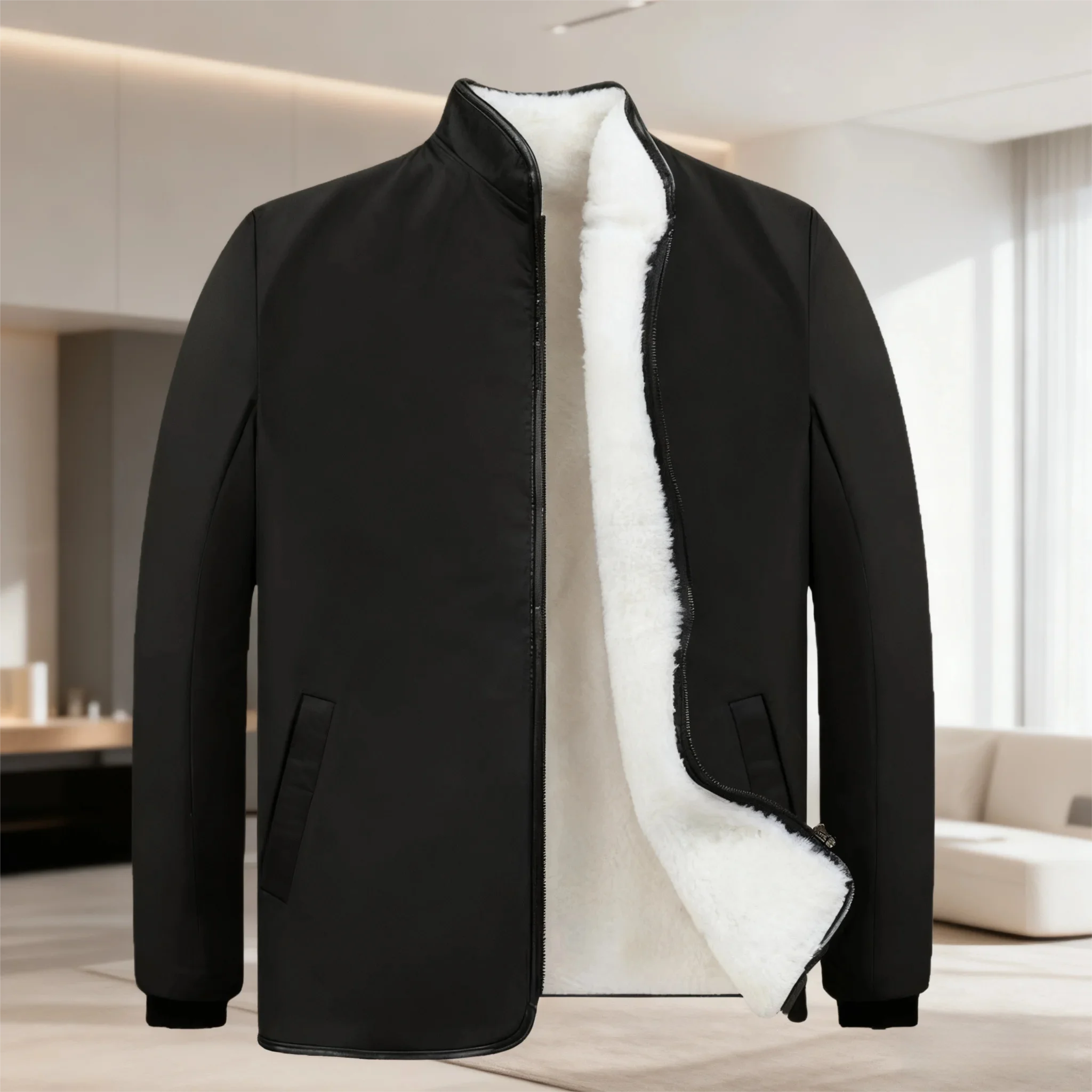 

Unisex Faux Shearling-Lined Trench Coat - Heavyweight Insulation with Storm-Resistant Shell (All-Weather Winter Essential)