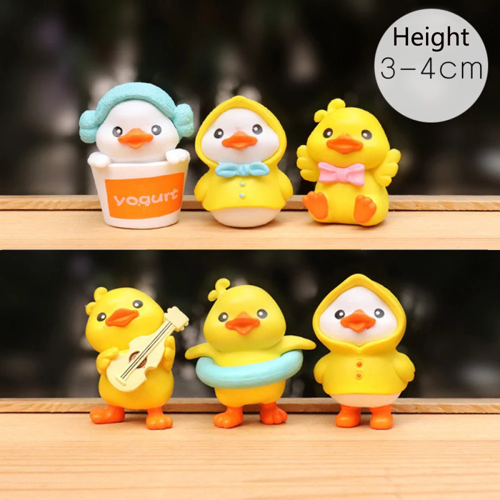 

6PCS Little Yellow Creative Duck Model Decor Cute Car Mounted Ornaments Auto Interior Dashboard Accessories Cute Gifts for Girls