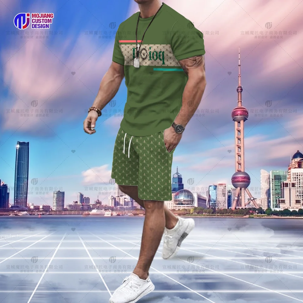 Herren T-Shirt Kurzarm Shorts Freizeit anzug Sommer trend ige Marke neue Herren bekleidung Set mit personal isierter Kleidung