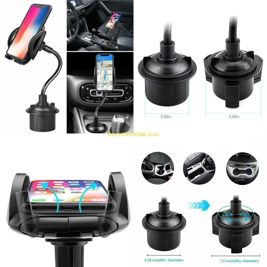 

K0EA Автомобильный держатель для чашки, крепление для телефона, подставка для сотового телефона на гибкой стойке для мобильного