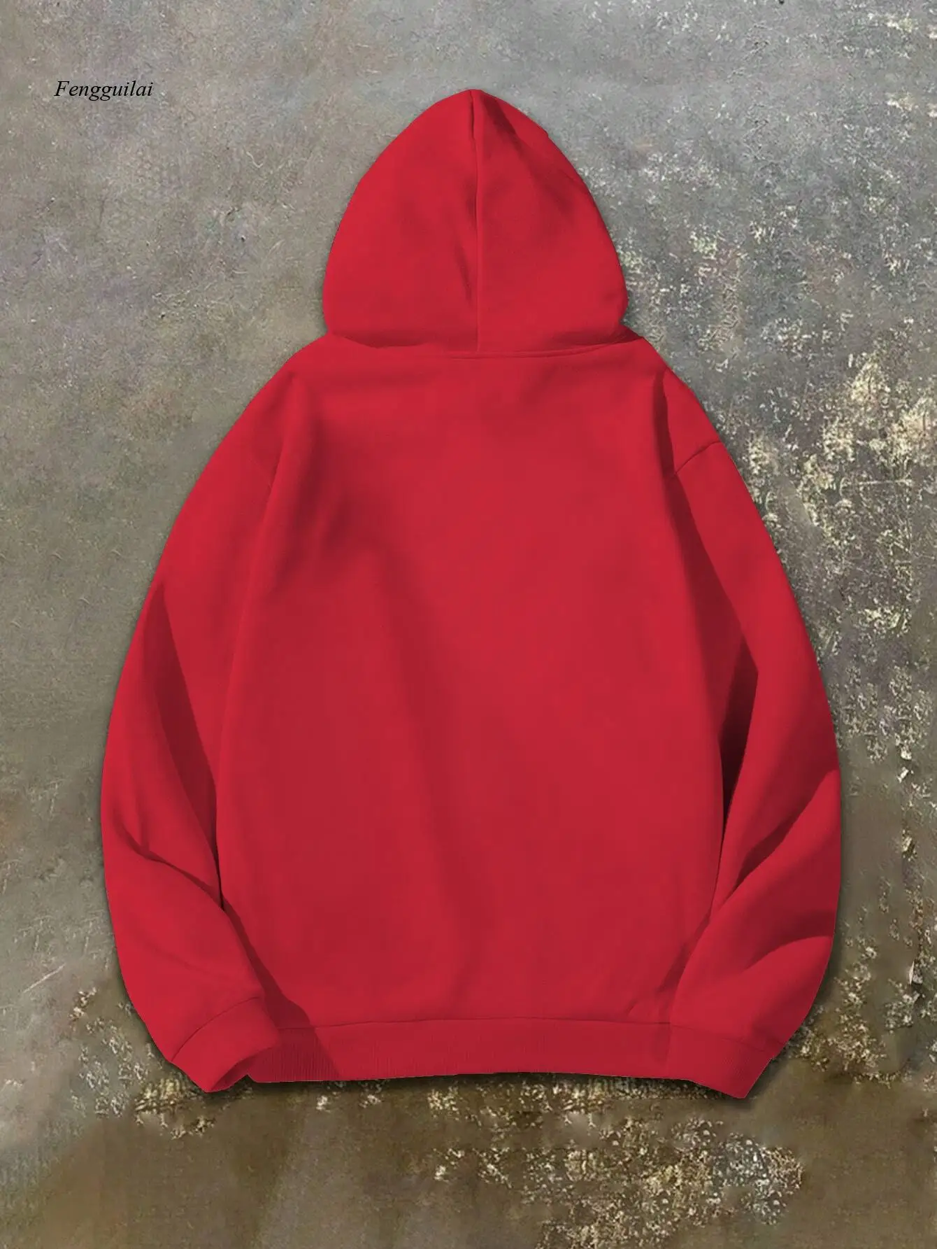 Casual Hoodie with Festive Geese and Santa Hats Print, Long Sleeve, Non-Stretch Fabric, Loose Fit