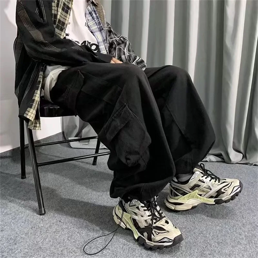 Baggy Men Jeans Straight Cargo Pants Spring Autumn Fashion Vintage Blue Denim Trousers Casual Oversized Bottoms Male Y2K Clothes