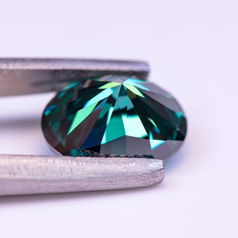 Moissanite Gemstone Natural Color Emerald Green Oval Cut Lab Grown Diamond For Charms Women Jewelry Making With GRA Certificate
