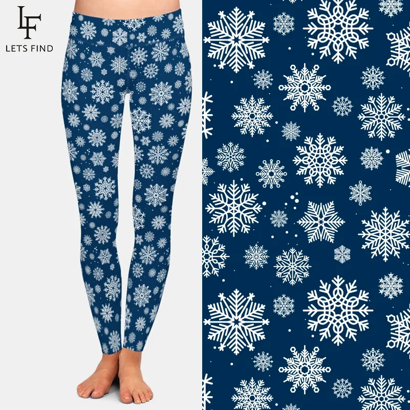 Letsfind moda feminina de alta qualidade 2019 inverno neve imprimir alta cintura leggings natal leggings