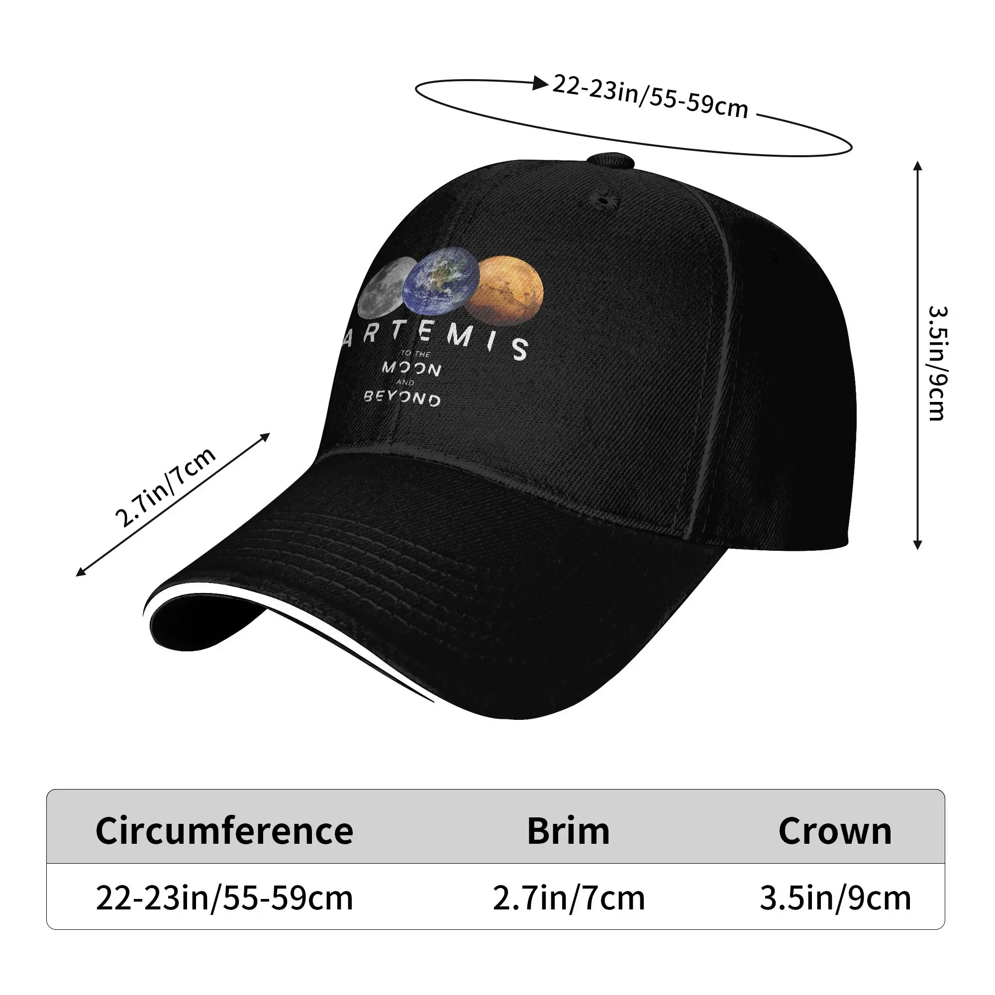 Artemis Mission Erde Mond Mars Wurm Logo Casual Baseball Cap Outdoor Gym Hip Hop Hüte Frühling Sonne Damen Herren Y2K Baseball Caps – Detail 3