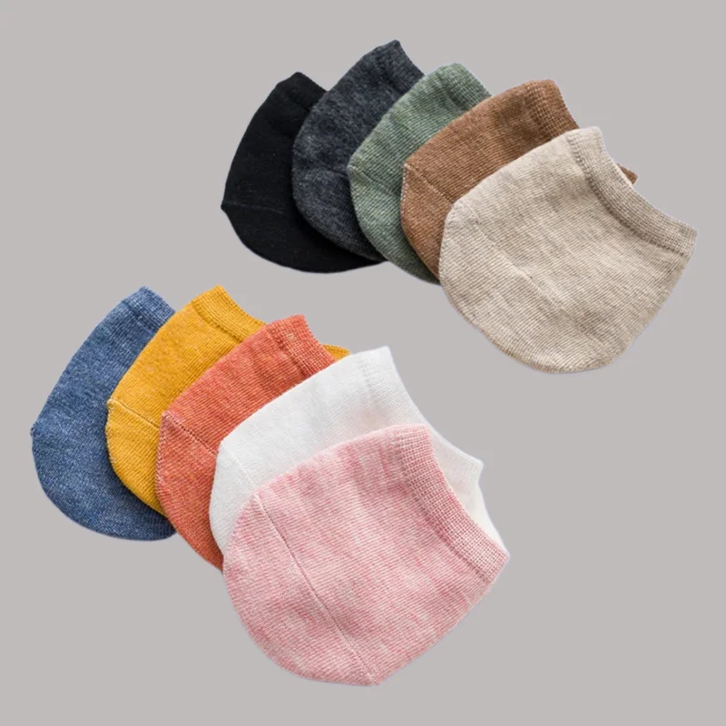 Chaussettes respirantes invisibles pour femmes, couvre-pieds, demi-chaussettes pour l'avant-pied, document bonbon, femme, été, 2024, 5 paires