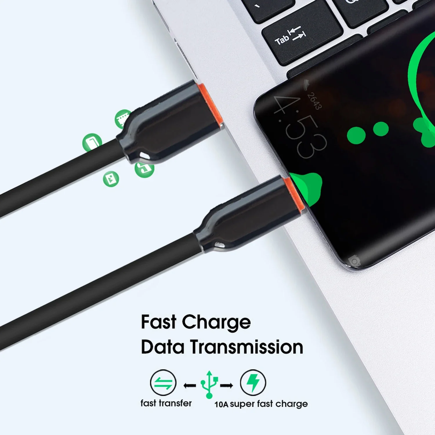 Universal USB A To Type C Mobile Phone Cables 120W Super Fast Charging Data Cord Support Data Transfer USB C Charger Wire