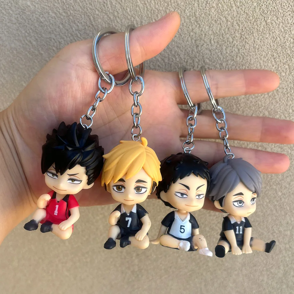 5cm Haikyuu!!! Brelok do kluczy z figurką anime Mini śpiący Hinata Shoyo Tobio Kageyama Lalka Śliczny siatkówka Junior Brelok do kluczy Ozdoba