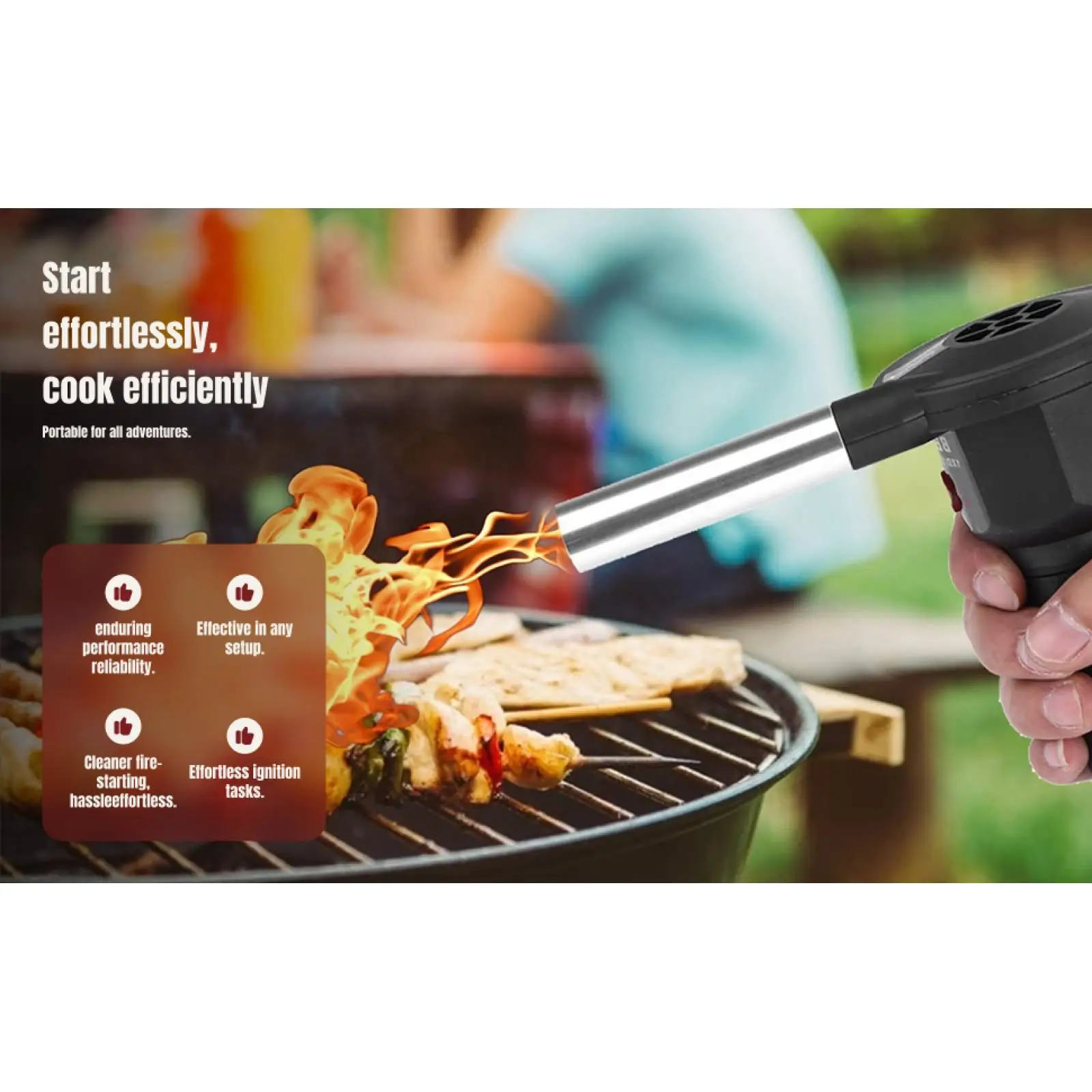 Portable BBQ Fan Barbecue Air Blower for Wood Bbq Set Grill Accessories Kit Outdoor Barbecue Grilling