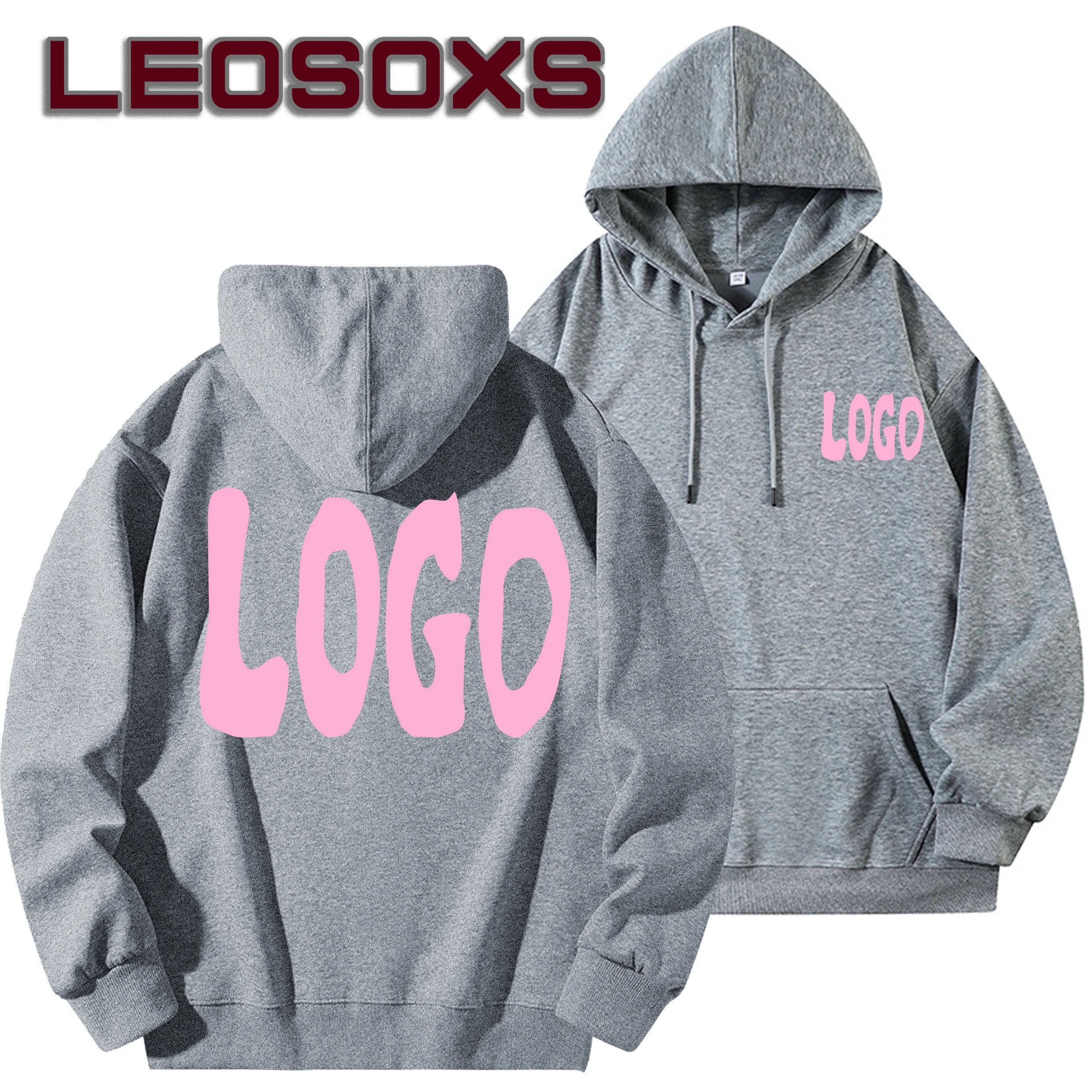 DIY Custom Logo Black Hooded Sweatshirt Pure Cotton Long-Sleeved Pullover Casual Top for Men And Women Autumn Winter Fashion
