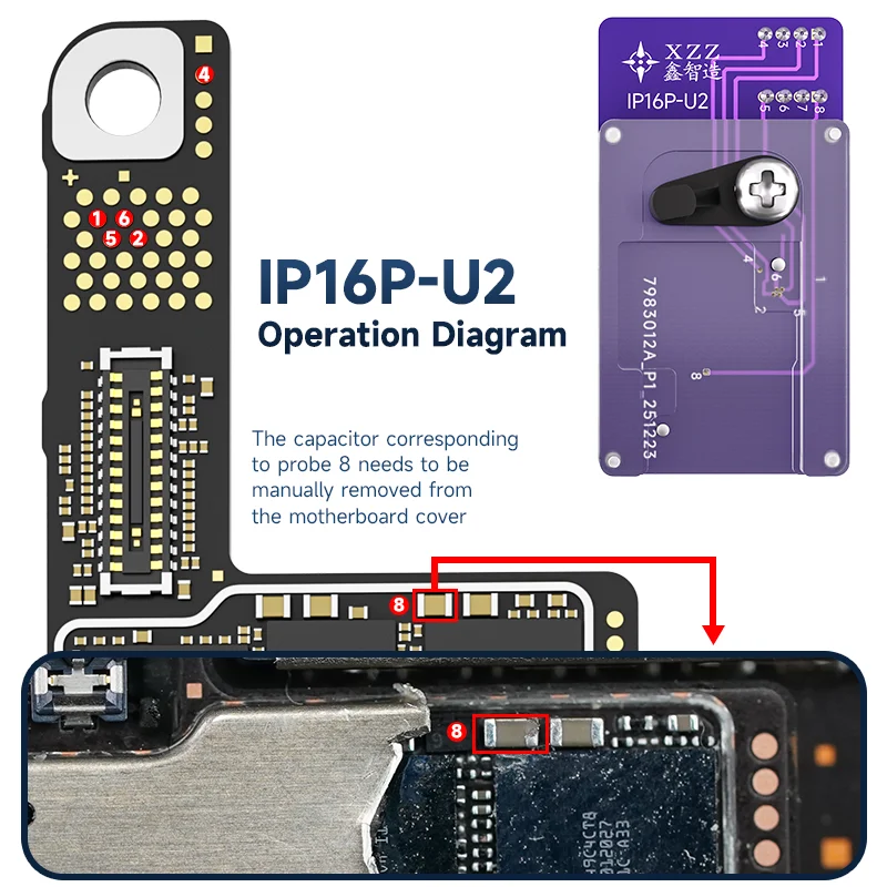 XZZ U2 Charging Chip Programmer No Separating Board for IPhone 15/16 PRO MAX Motherboard IC Reading Writing Repair Tools