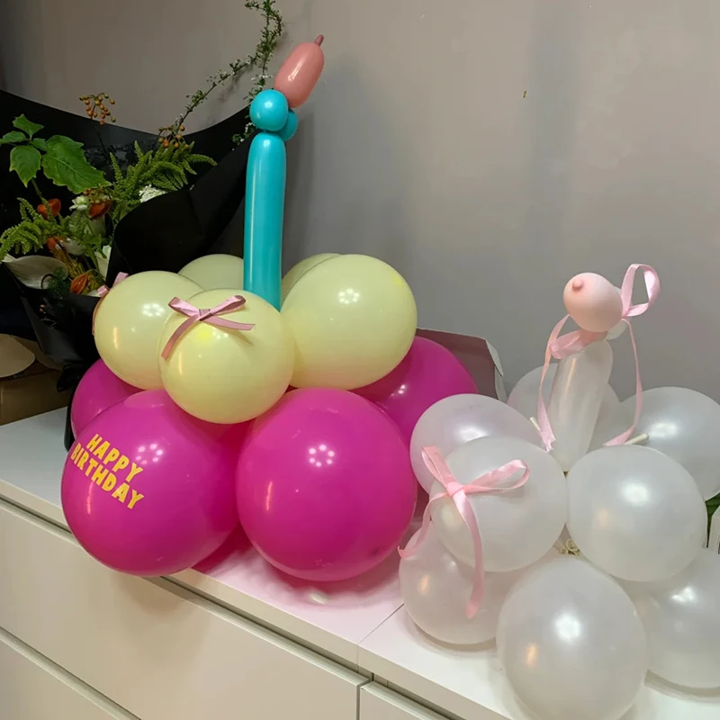 بالونات عيد ميلاد سعيد Ins بالونات من اللاتكس خلفية DIY على شكل كعكة بالون لتزيين حفلات أعياد الميلاد وديكور استحمام الطفل