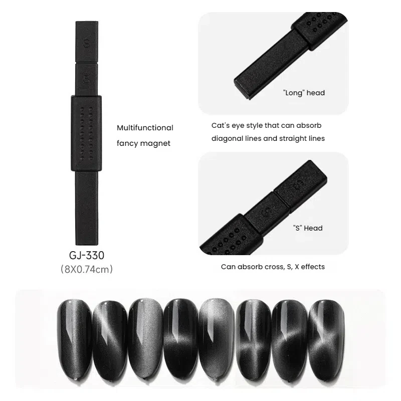 Double Head Multi - Shape Magnetic Rod for Cat Eye Nail Art Rectangular Round Tips Magnet  Tools for Gel Polish Patterns