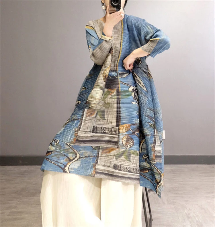 Large Mid length Dress Women\'s Pleated 2023 Spring/Summer Women\'s Dress maxi dress women clothing