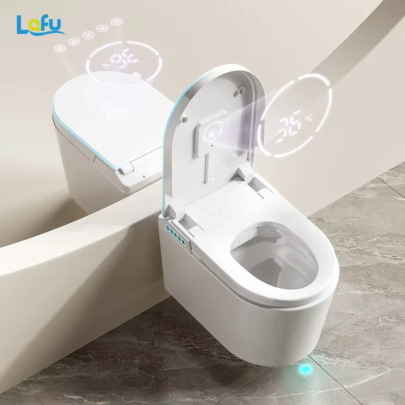 New Arrival Smart Electronic Wall-hung Toilet Intelligent Bathroom Wc With Floating Rimless Bowl Elongated Shape