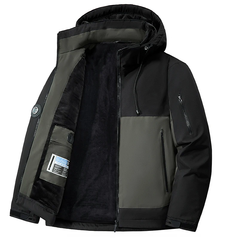 2024 Nieuwe Heren Oplaadjack Winter Slim Fit Warm Verdikte Voering Fleece Gevoerde Waterdichte Windjack Bergbeklimmen Ski Jas