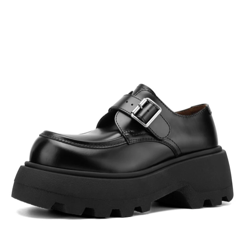 Loafers Thick Platform Shoes for Women's Genuine Leather Comfortable and Breathable Height-increasing Shoes Daily Leather Shoes