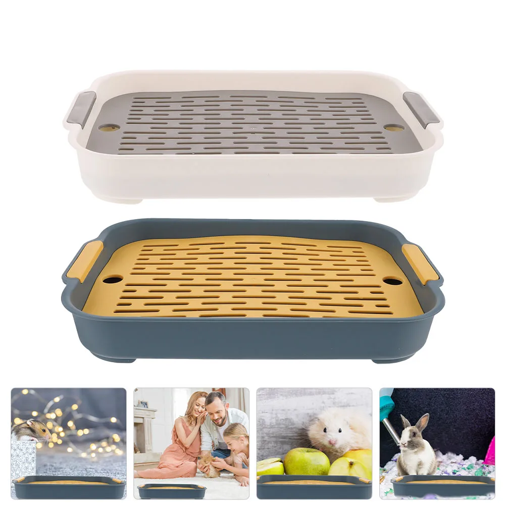 

2pcs Bunny Litter Box For Rabbit Guinea Pig Anti-Fall Design Flat Bottom Small Pet Training Plastic Household Pet Cage
