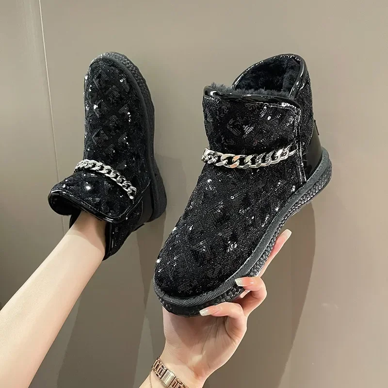 

2023 Winter New PU Composite Snow Boots Round Head Artificial Short Plush All Short Snow Boots Platform Boots Shoes for Women