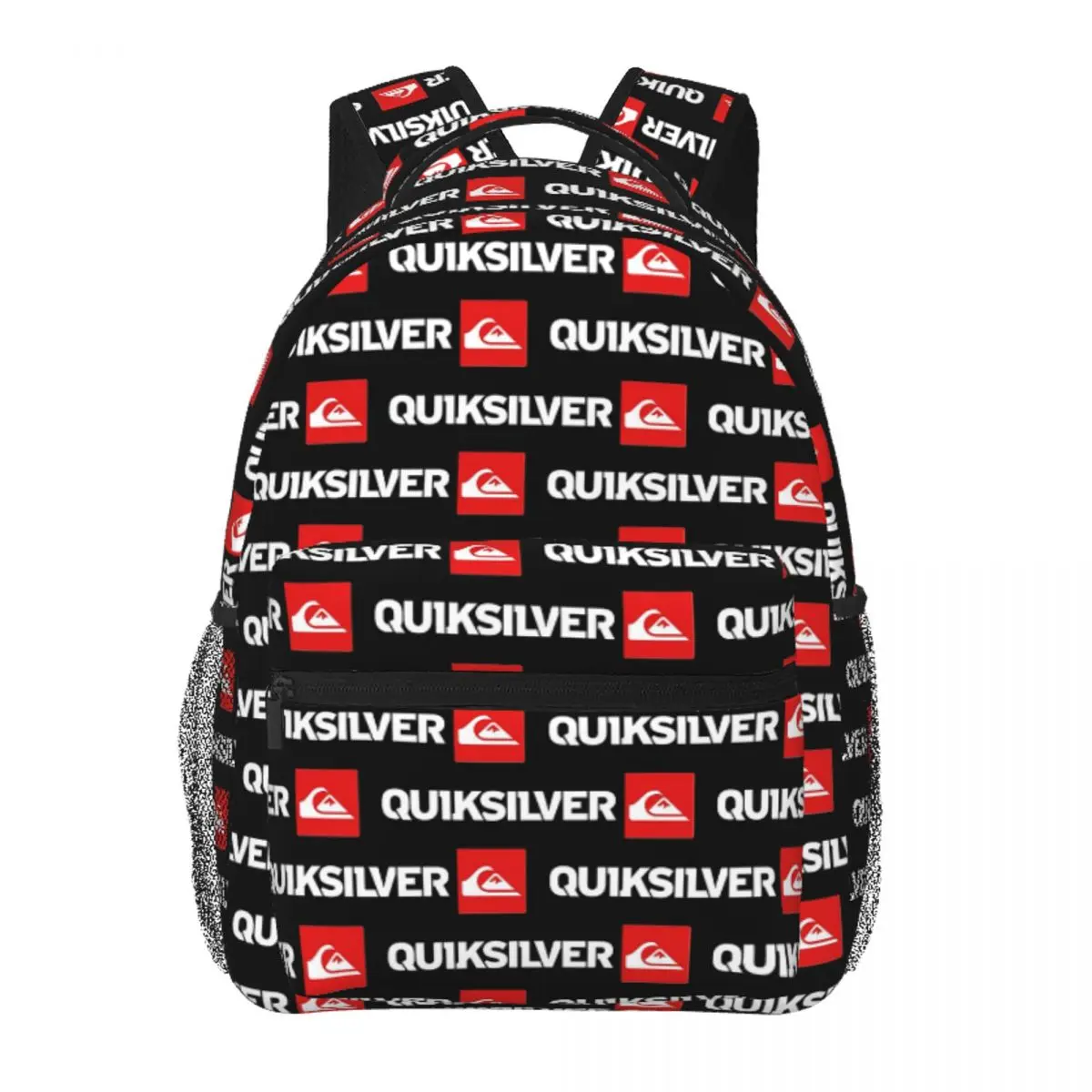 Mochila escolar branca QuikSilvs com logotipo pequeno ao lado, bolsa escolar para crianças, bolsa de ombro para laptop, para homens e mulheres