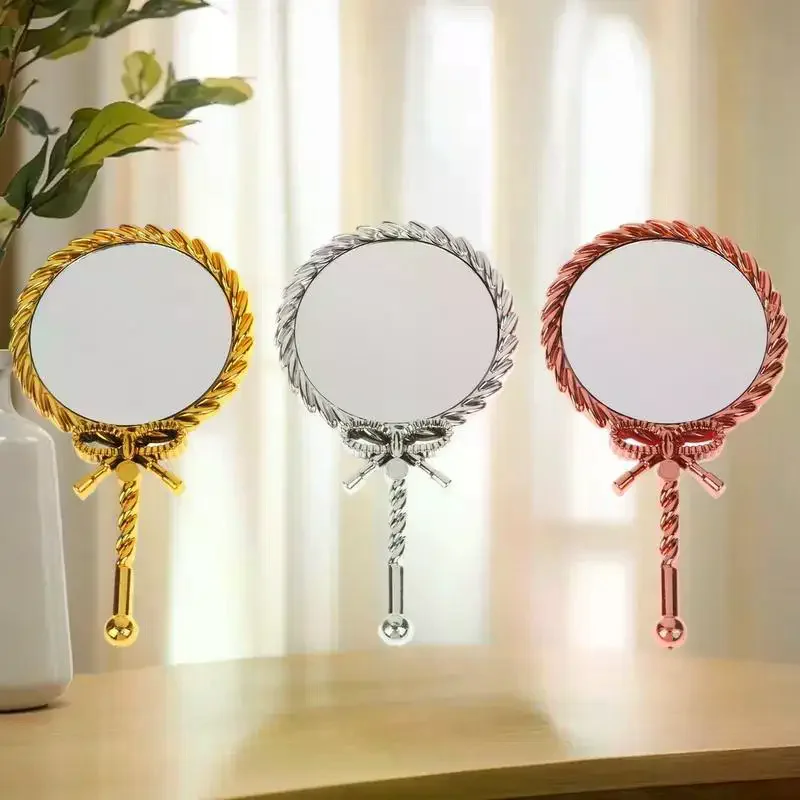 Portable Vintage Handheld Makeup Mirror Hand Hold Round Cosmetic Mirrors European Style Noble Ancient Court Mirror Beauty Tool