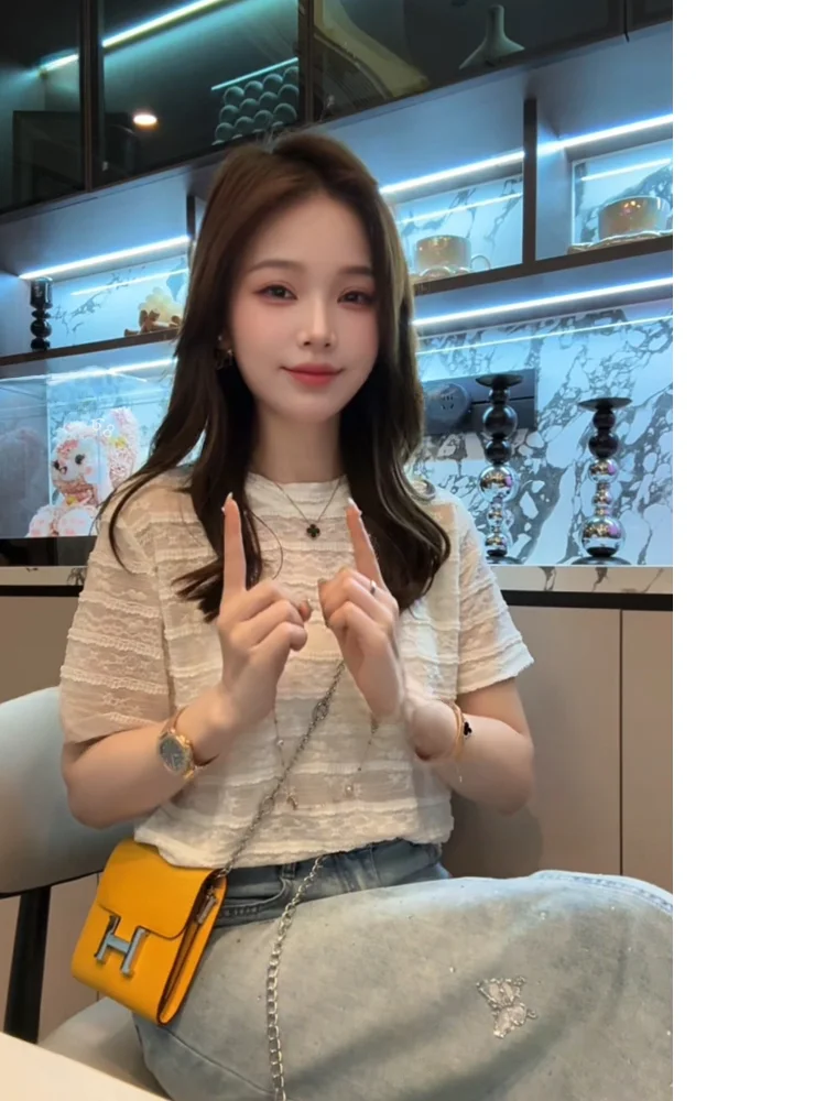 

Xuanxuanchen Summer New Loose Women's T-shirt Short Sleeve Casual Style Lightweight Soft Fabric Versatile Short Sleeve Top