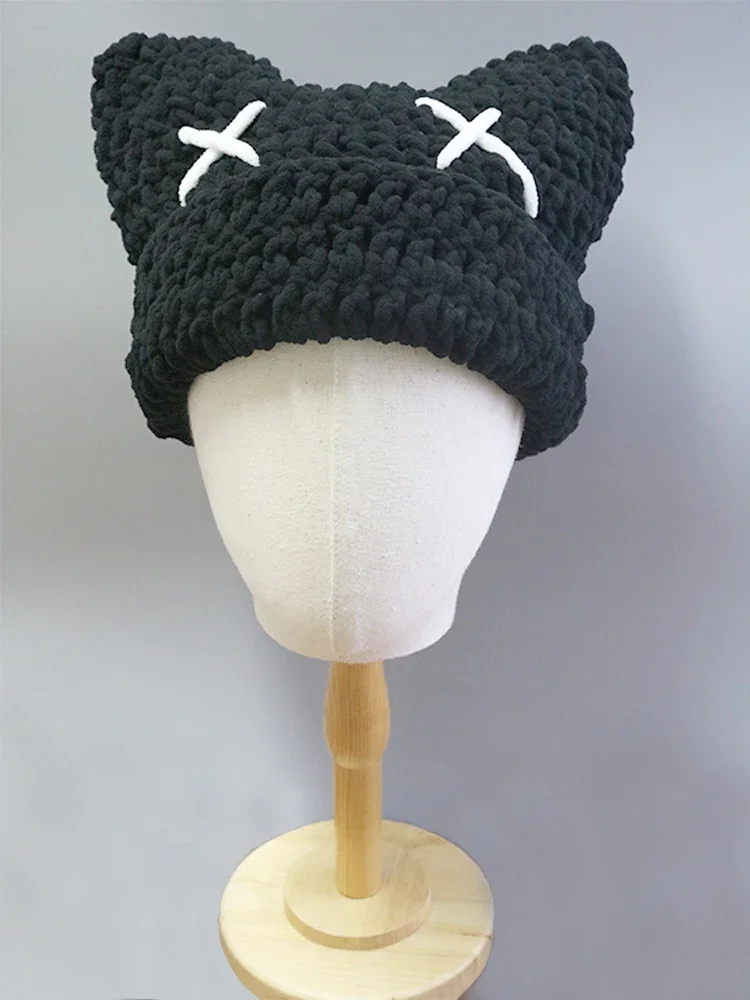 Hand-Woven Woolen Cartoon Animal Fun Hat: Unisex Cute K2y Horn Style, Suitable for Party Outfit Pullover Looks Daily Street Wear