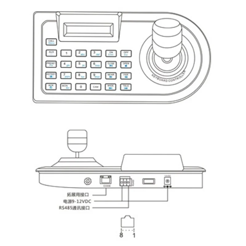 Imagem -05 - Axis Joystick Cctv Teclado Controlador Teclado para Ahd Segurança Ptz Velocidade Câmera Decodificador Dvr Nvr Pelco Rs485 Plug ue 3d