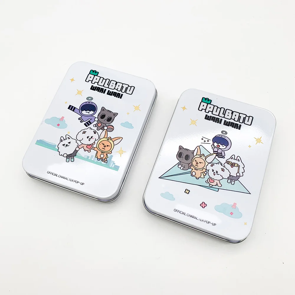 

KPOP PPULBATU WARI WARI Cute Cartoon PhotoCard Tin Box SooBin YeonJun Waterproof Stainless Steel Storage Box TaeHyun BeomGyu