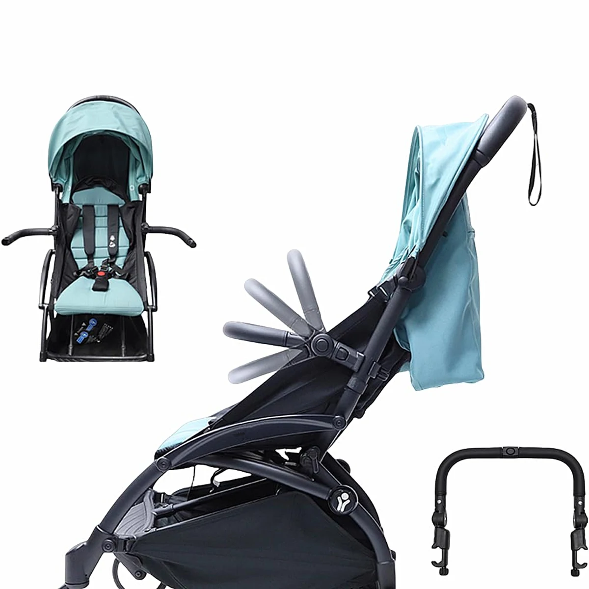 Kinderwagen-Stoßstangenstange, verstellbarer Winkel, Ersatzarmlehne, abnehmbarer Lenker, Querstange, Kinderwagenzubehör mit glattem Leder
